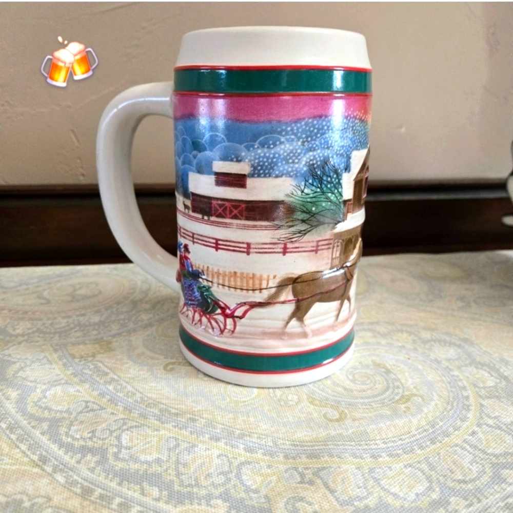 Miller High Life Beer Stein Horse Sleigh Ride "To The Best Holiday Traditions"
